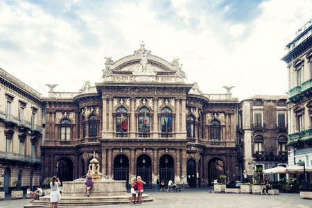 Catania, Sicily, Italy - august 08, 2018: Teatro Massimo Bellini, famous landmarkのeditorial素材