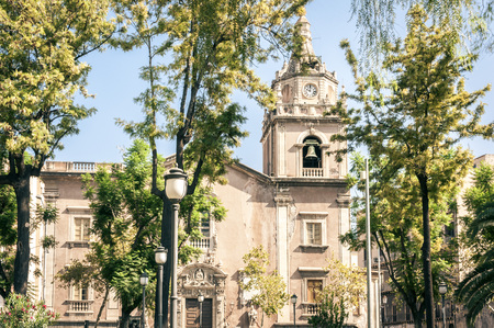 ancient cathedral. The view of the city of Catania, Sicily, Italyのeditorial素材