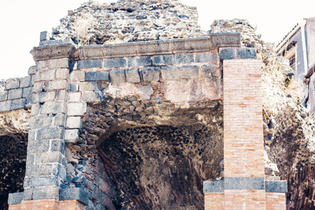 ruins of ancient building in Catania, Sicily, Italyの写真素材
