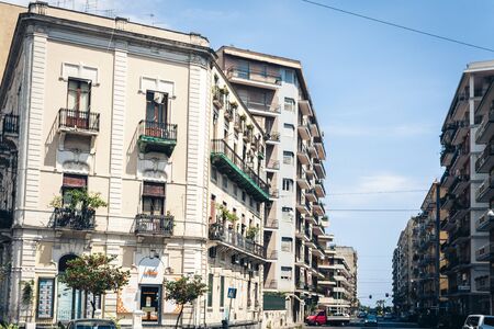 Catania, Sicily, Italy â august 14, 2018: traditional architecture, historical street with old buildingsのeditorial素材