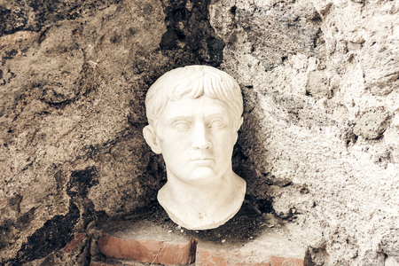 Bust of Octavian August, fragment of a statue in a museum Castello Normanno Museo Civico in castle...