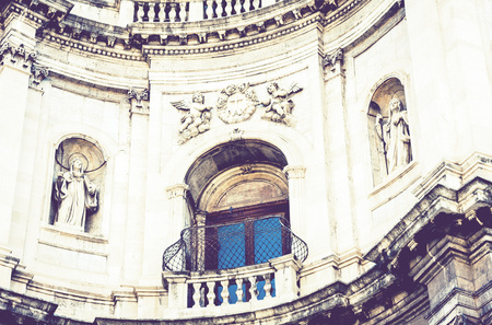 Beautiful cityscape of Italy, facade of old cathedral in Catania, Sicily.の写真素材