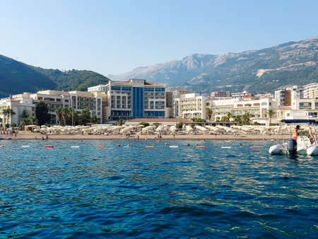 Beautiful landscape, sea view to the Adriatic coast near Budva, Montenegro, Europeの写真素材