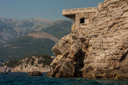 Beautiful landscape, sea view to the Adriatic coast near Budva, Montenegro, Europeの写真素材