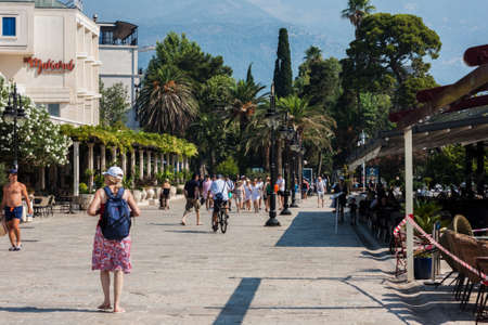 Budva, Montenegro - August 15 2021: street of medieval cityのeditorial素材