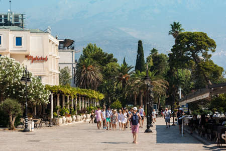 Budva, Montenegro - August 15 2021: street of medieval cityのeditorial素材