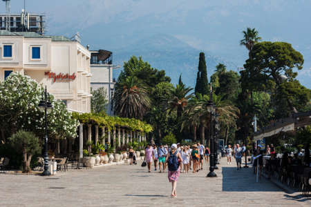 Budva, Montenegro - August 15 2021: street of medieval cityのeditorial素材