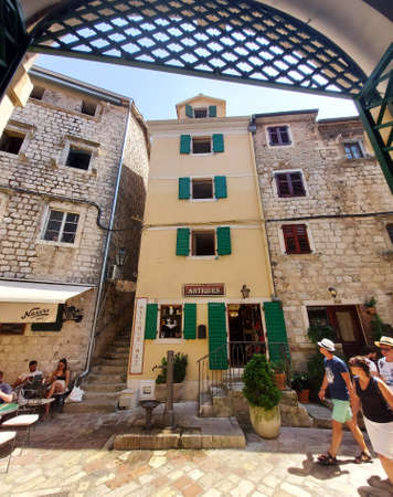 Kotor, Montenegro - August 17 2021: street of medieval walled old city, history Center of Kotorのeditorial素材