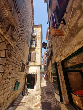 Kotor, Montenegro - August 17 2021: street of medieval walled old city, history Center of Kotorのeditorial素材