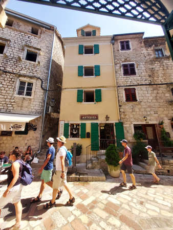 Kotor, Montenegro - August 17 2021: street of medieval walled old city, history Center of Kotorのeditorial素材
