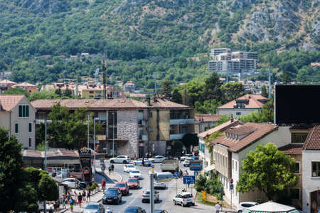 Kotor, Montenegro - August 17 2021: street of medieval walled old city, history Center of Kotorのeditorial素材