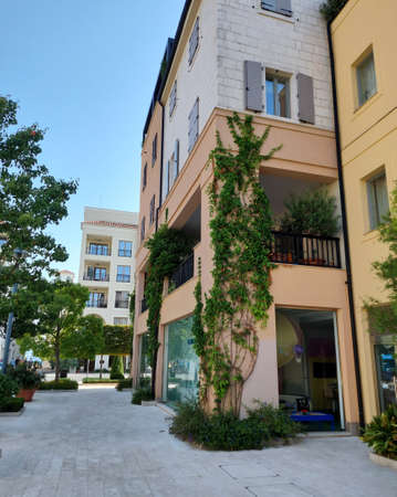 Porto Montenegro, Tivat, Montenegro - August 17 2021: promenade street on seafront of the famous portのeditorial素材