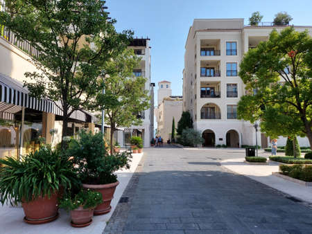 Porto Montenegro, Tivat, Montenegro - August 17 2021: promenade street on seafront of the famous portのeditorial素材