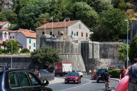 Kotor, Montenegro - August 17 2021: street of medieval walled old city, history Center of Kotorのeditorial素材