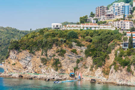 Sew view to the Old Town Budva in Montenegro, Adriatic Sea and the Balkan Mountains, beautiful viewの写真素材