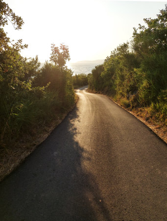 mountain road on the coast near town Budva in Montenegro, Europe, Adriatic Sea and the Balkan Mountains, beautiful viewの写真素材
