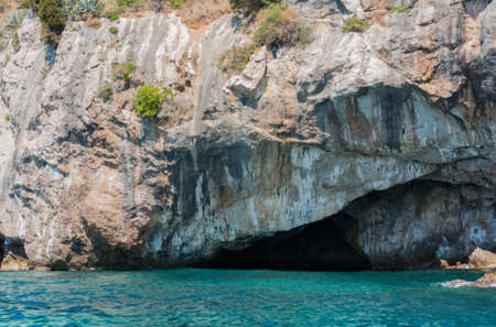 Adriatic coast in Croatia near Dubrovnik, Beach view from the seaの写真素材