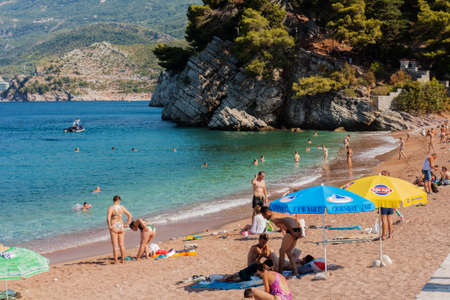 Budva, Montenegro - August 12 2021: public beachのeditorial素材