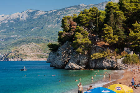 Budva, Montenegro - August 12 2021: public beachのeditorial素材