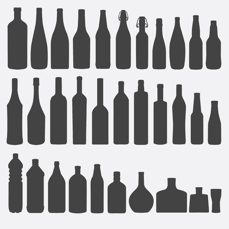 Bottle silhouette set vectorのイラスト素材