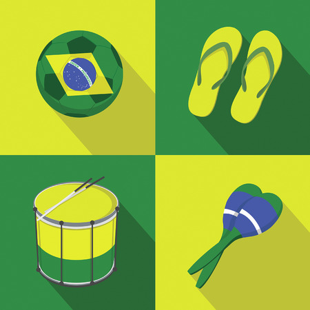 Brazil Soccer football icons flat styleのイラスト素材