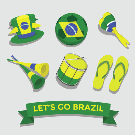 Let s go Brazil icon for cheering fan set のイラスト素材