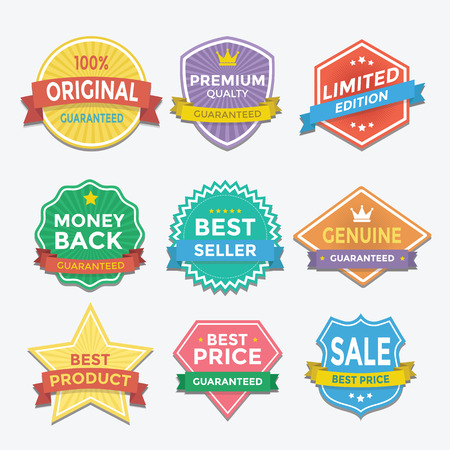 Flat color badges and labels promotion designのイラスト素材