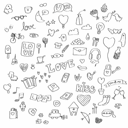 Love doodle vector setのイラスト素材