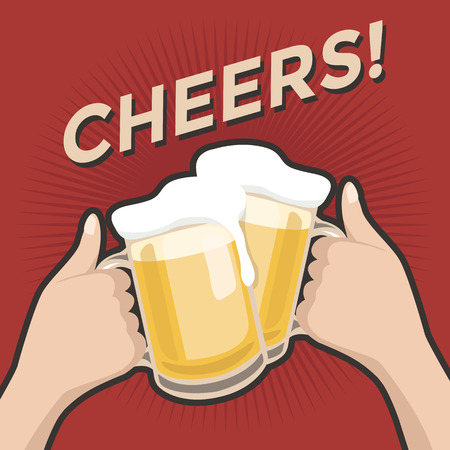 Cheers and a couple of beers vintage retro styleのイラスト素材