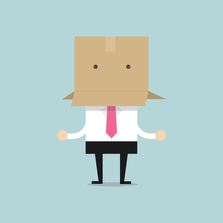 Businessman with a cardboard box on his headのイラスト素材