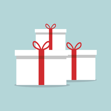 Flat White Gift Box Present with Red Bowのイラスト素材