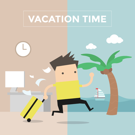 Businessman go to travel on vacation timeのイラスト素材