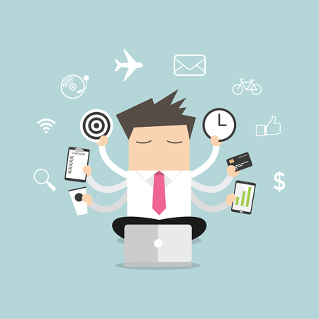 Businessman with multitasking and multi skill vector.のイラスト素材