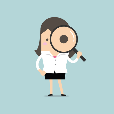 Businesswoman looking through a magnifying glassのイラスト素材