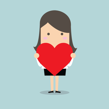 Businesswoman holding heart shape vectorのイラスト素材