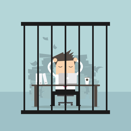 Businessman working in the prison. Vectorのイラスト素材