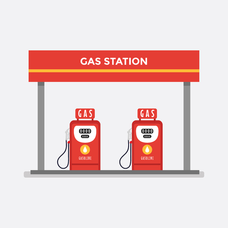 Petrol gas station concept in flat design style. Fuel and energy. vectorのイラスト素材