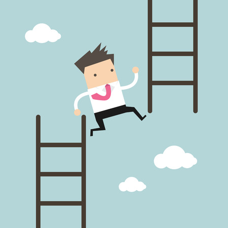 Businessman jump from low stair to high stair. vectorのイラスト素材