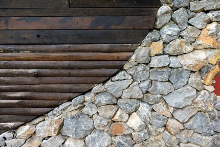 Wood and stone wallの写真素材