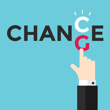Change and chance. Hand changing letters C and G. vectorのイラスト素材