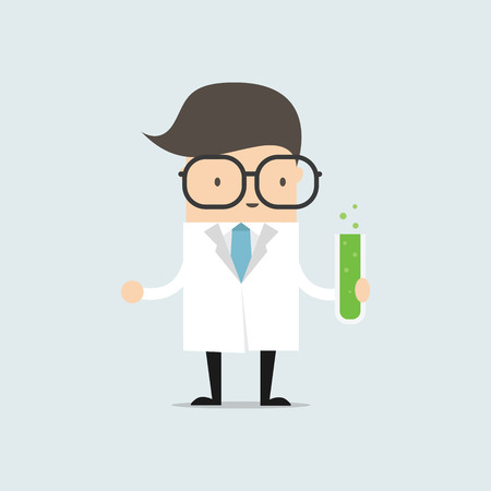 The scientist holding a test tube, holds a chemical experiment. vectorのイラスト素材