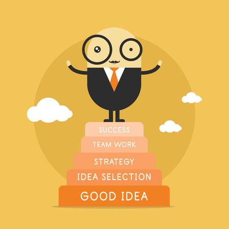 Businessman going up to success, 5 step for successのイラスト素材