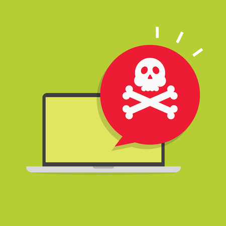 Alert notification on laptop computer vector, malware concept, spam data, fraud internet error, insecure connection, online scam, virusのイラスト素材