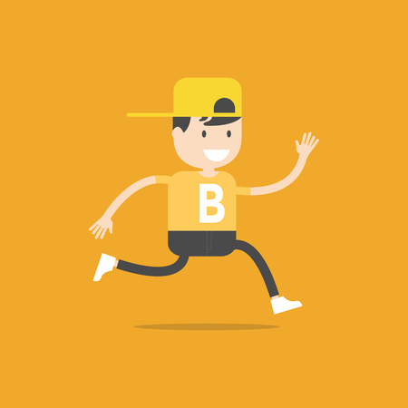 Little boy running vectorのイラスト素材