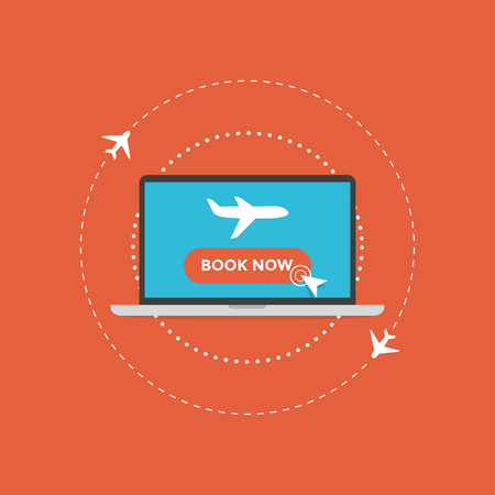 Vector illustration of laptop. Concept of book online tickets.のイラスト素材