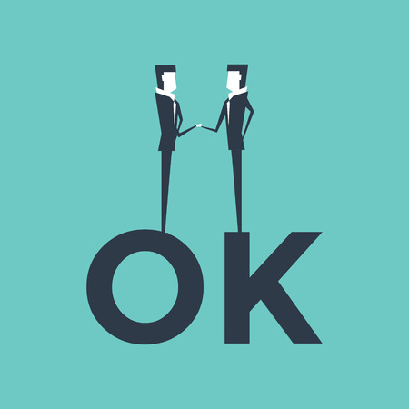 Business OK deal with two businessmen handshake. Partnership concept vectorのイラスト素材