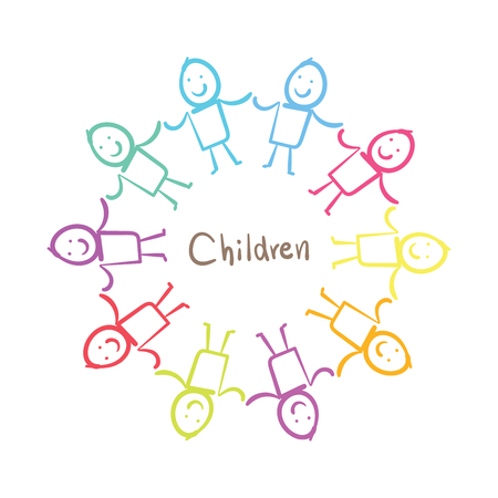 Children holding hands. vectorのイラスト素材