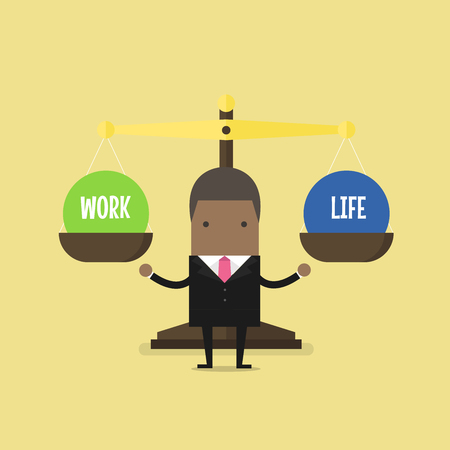 African businessman balance Work and life. vectorのイラスト素材