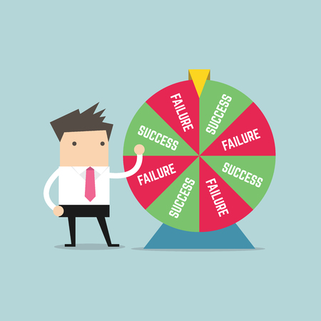 Businessman and result of wheel of fortune. vectorのイラスト素材