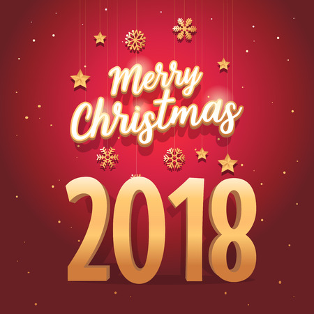 Merry Christmas 2018 text with elegant and luxurious style and vintage gold. vectorのイラスト素材